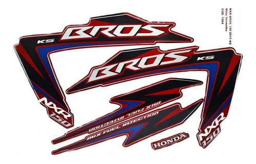 Imagem 1 de 1 de Kit Adesivo Jogo Faixas Moto Honda Bros 150 2012 Ks Vermelha