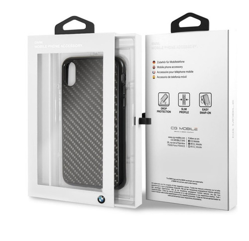 Forro Funda Bmw Signature Fibra Carbono iPhone X/xs Original