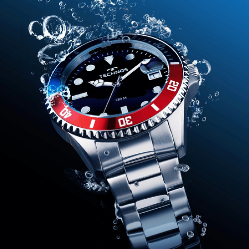 Technos Acqua Performance Pepsi 150m 45mm 2415dz/1p Prata Azul/vermelho - Pespi Preto