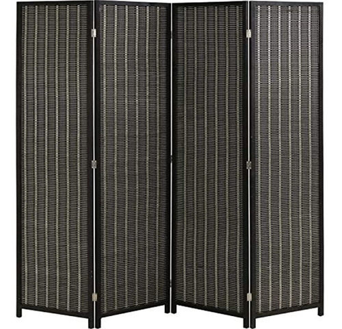 Imagen 1 de 6 de Biombo Plegable De Madera Color Negro/4 Paneles De 72in
