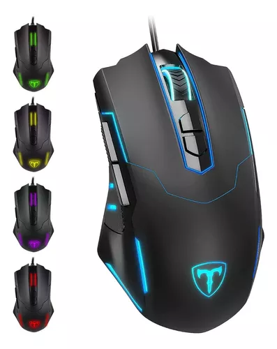 Mouse De Juego Ergonomico Led Rgb Raton Usb 7200dpi Negro Gamer