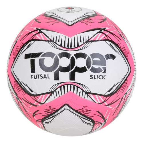 Bola De Futsal Slick 2020 Branco + Rosa + Preto Topper