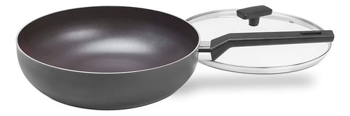Panela Wok Tampa 28cm 3,55l Alumínio Antiaderente Brinox Cor Cinza-escuro