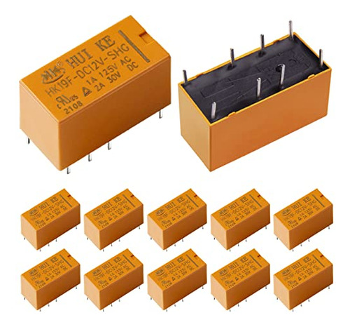 12pcs Dpdt Relay 12v Coil 8 Pin 2no 2nc Mini Pcb Power ...