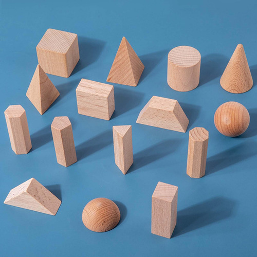 15x Bloques Sólidos Geométricos De Madera Juguete De