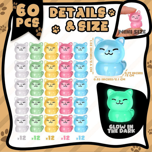 60 Figuras Luminosas De Gato En Miniatura De Resina, Bonito