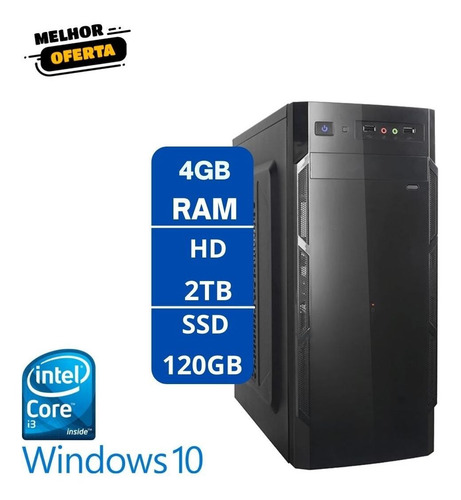 Imagem 1 de 1 de Computador Desktop I3 4gb Hd 2tb Windows 10 + Ssd 120gb Hdmi