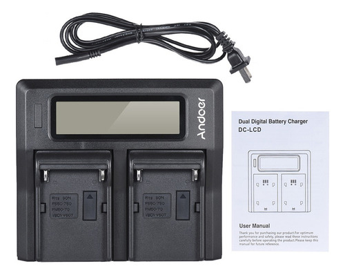 Andoer Np-f970 Dual Channel Cargador De Batería De Cámara