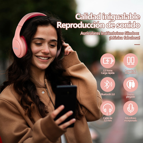 Audífonos Siindoo Jh-919 Color Rosa