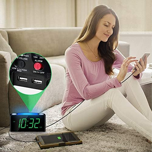 Reloj Despertador Para Dormitorio, Reloj Led De Pantalla Gra