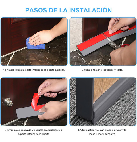 4pcs Sello Adhesivo Prueba De Polvo Para Puertas Y Ventanas Color Gris Gris