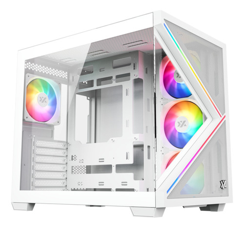 Gabinete Xyz Qubex White 4 Fans Arg Controller Dual Chamber Usb C