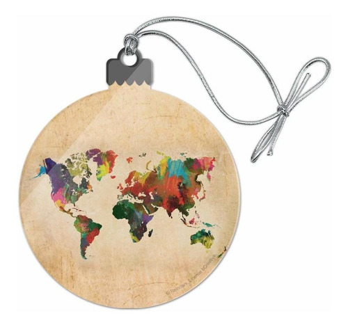 Adorno Para Arbol Navidad Acrilico Diseño Mapa Mundo