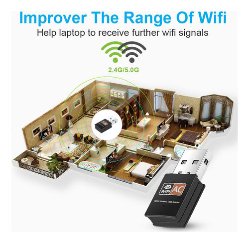 Usb Adaptador Wifi Internet 600m Inalámbrico 2.4ghz + 5.8ghz