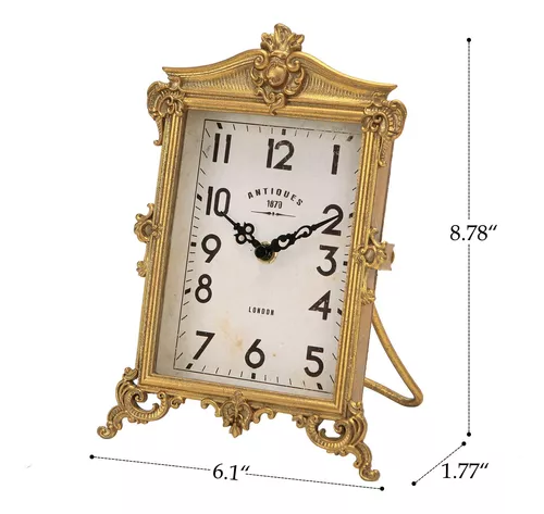 BELLE VOUS Reloj Mesa Silencioso Vintage 23 x 15 cm Reloj Mesita de Noche  Antiguo, a