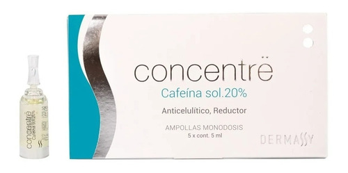 5 Ampollas Cafeina Sol 20% Anticelulitico Dermassy 5 Ml C/u