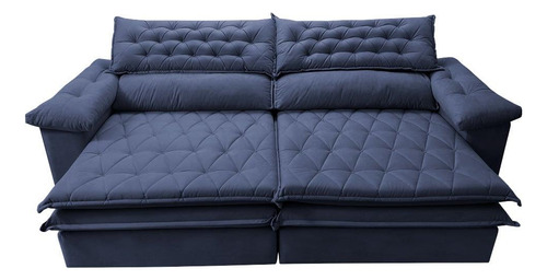 Sofá Retrátil Reclinável 2,32m Cama Inbox Alemanha. Velusoft Cor Azul