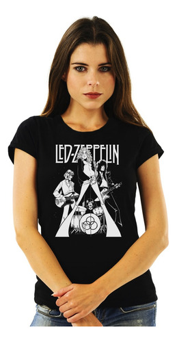 Polera Mujer Led Zeppelin Cartoon Rock Impresión Directa