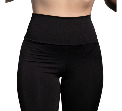 Calza Legging Deportiva Licra Tiro Alto Negra