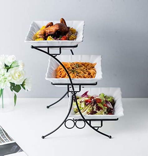 Juego De Horno De Porcelana Con Soporte De 3 Niveles