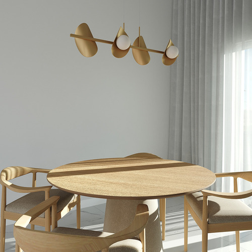 Pendente Calandra Linear Jabuticaba 4 Globos Dourado Fosco
