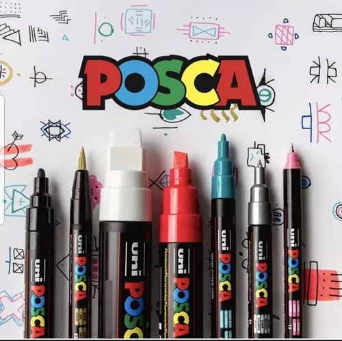 Uni : posca Marcador PC-1MR: punta ultrafina de 0.028 in, varios colores,  juego de 16