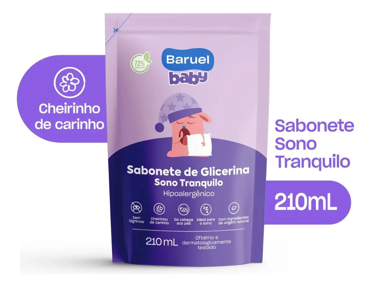 Refil Sabonete Liquido Sono Tranquilo Baruel Baby 210ml