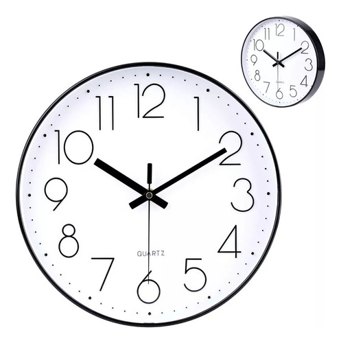 Reloj Pared Plastico Redondo 20 Cm Mural Vidrio Silencioso