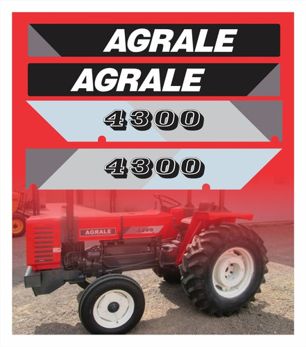  Kit Faixas Etiquetas Adesivo Trator Agrale 4300 Cor Preto