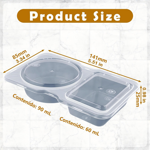 Contenedor Comida Reusable 30pz Doble Compartimento Tapa