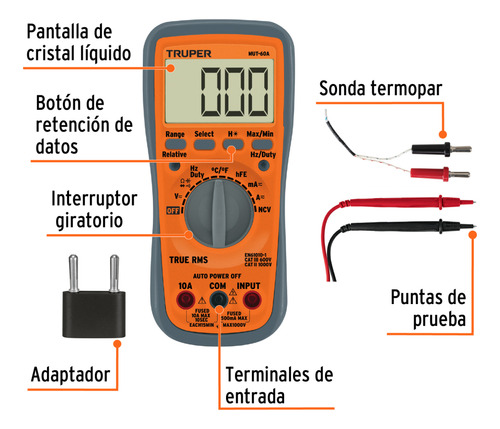 Multimetro Digital Truper Mut-60a Uso Profesional
