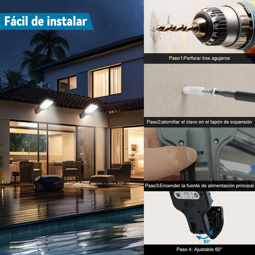 Xd 2pcs Lámpara Solar De Pared Exteriores Sensor Luz 3 Modos