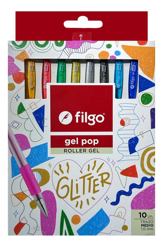 Lapicera Glitter Gel Pop Filgo Con Brillos X 10 Colores Color de la tinta Citrus Color del exterior Multi color