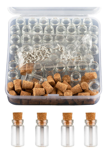 50x Mini Frascos De Botellas De Vidrio Con Corcho, Pequeños