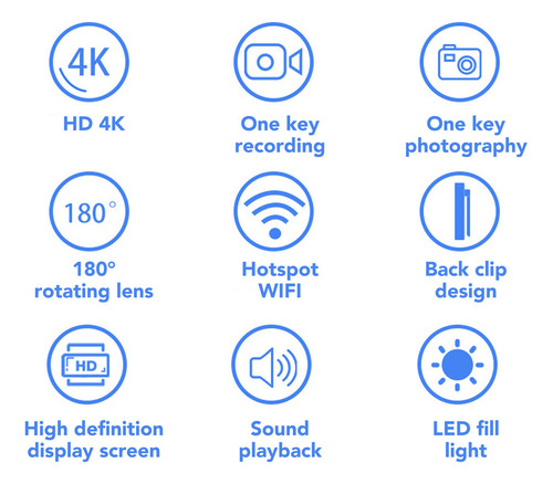 Grabador De Vídeo Portátil 4k Wifi Visión Nocturna 180 Grado