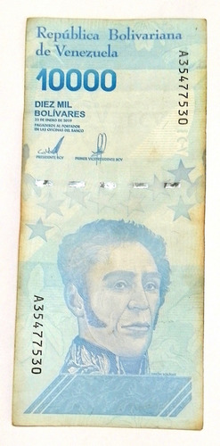 Billete De 10.000 Bs. Del 22/1/2019 Cono Monet. 2018 - 2021