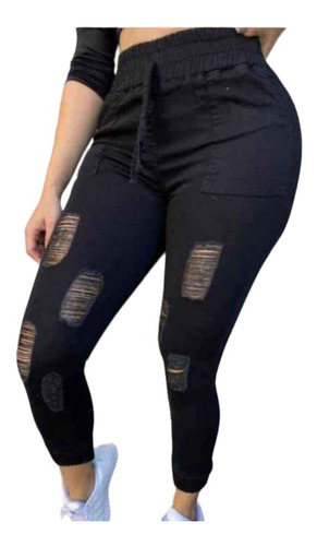 Pantalón Jogger Mezclilla Y Vinipiel 