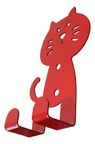 Portallaves De Pared Moderno Figura De Gato Colores Color Rojo