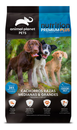 Alimento Animal Planet Nutrition Premium Plus para Perro Cachorro Razas Medianas y Grandes 20 kg
