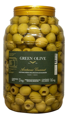 Aceitunas Verdes Desc. Green Olive N° 000 X 1,6 Kg. Esc. Pet