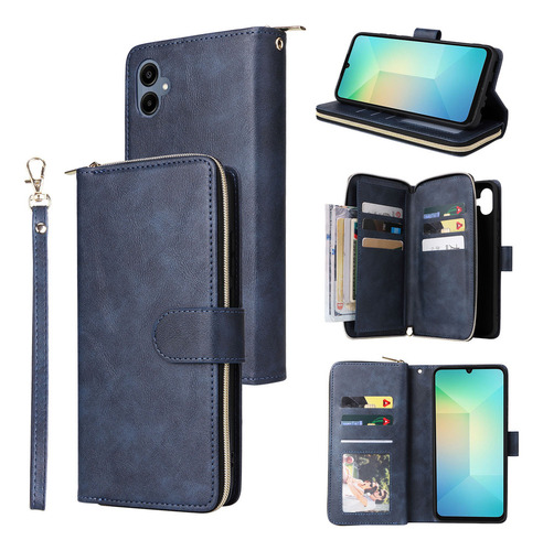 Cz Funda Cuero Tipo Billetera Con Ranura For Tarjetas Y Cremallera For Samsung Galaxy