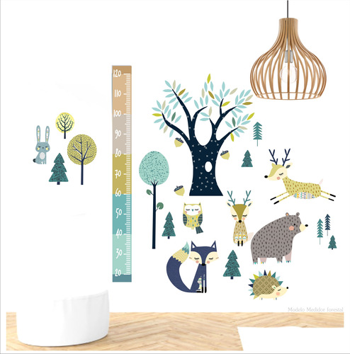 Vinilos Infantiles Medidor Animales Forestal Planch 130x60cm