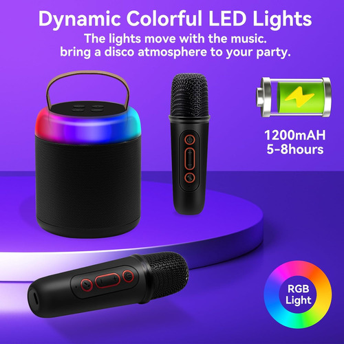 Mini Máquina De Karaoke, Altavoz Bluetooth Portátil Con 2 Mi
