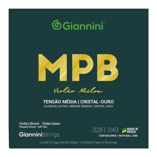 Encordoamento para Violão Náilon 6 cordas Giannini MPB Fósforo Br...