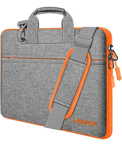 Bolso Protector Para Notebook Hseok, Gris Y Naranja 14''