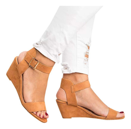 Sandalias Tacones Plataformas Con Hebilla Moda Para Mujer