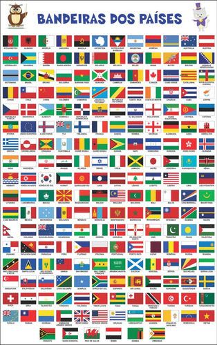 Bandeiras Dos Países Escolar Painel Lona