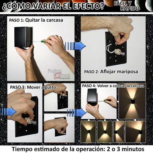 Imagen 5 de 10 de Aplique Pared Exterior 9 Efectos C/ Lampara Led 10w Pack X 2unidades Mayor Potencia