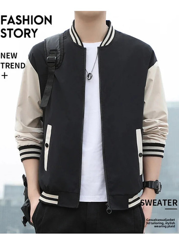 Chaqueta De Béisbol De Estilo Coreano Para Hombre - Top Fino Casual