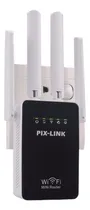 Comprar Amplificador de sinal WiFi repetidor de 4 antenas disjuntor de parede 2,4 GHz cor branca Pix-Link LV-WR09